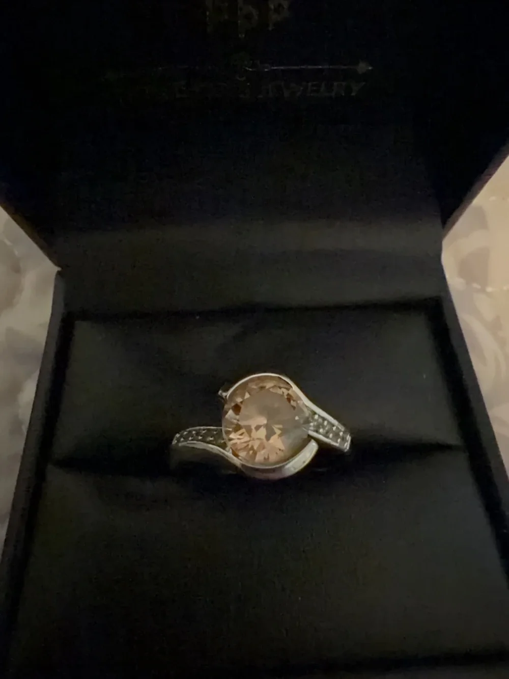 Gold-Tone Crystal Cocktail Ring - Champagne Center Stone